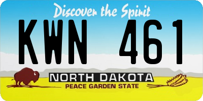 ND license plate KWN461