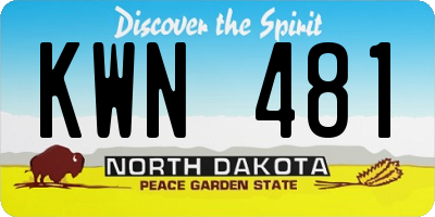 ND license plate KWN481