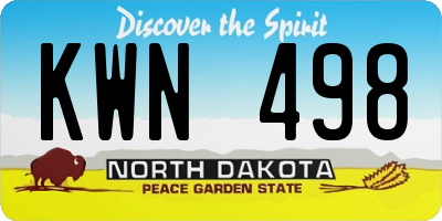 ND license plate KWN498