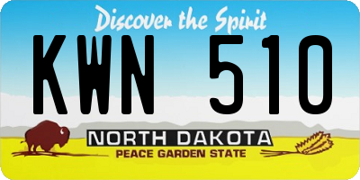 ND license plate KWN510