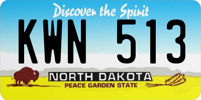 ND license plate KWN513