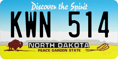 ND license plate KWN514