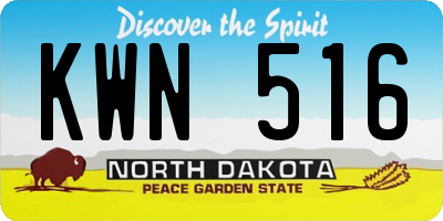 ND license plate KWN516
