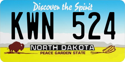 ND license plate KWN524