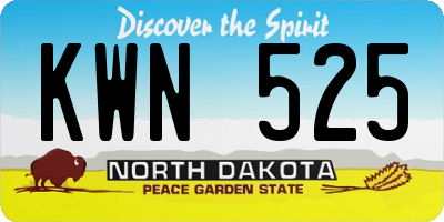 ND license plate KWN525