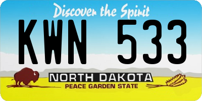 ND license plate KWN533