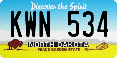 ND license plate KWN534