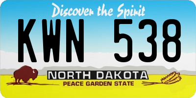 ND license plate KWN538