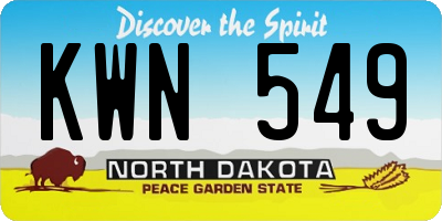 ND license plate KWN549