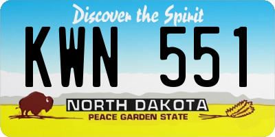 ND license plate KWN551
