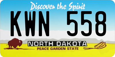 ND license plate KWN558