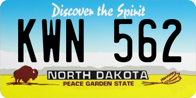 ND license plate KWN562
