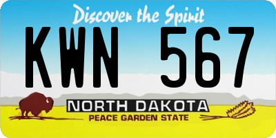 ND license plate KWN567