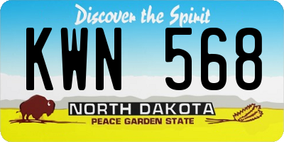 ND license plate KWN568
