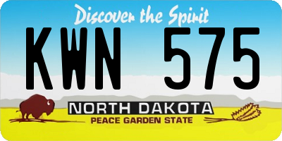 ND license plate KWN575