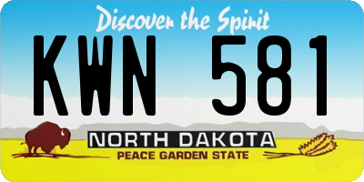 ND license plate KWN581