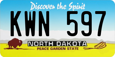 ND license plate KWN597