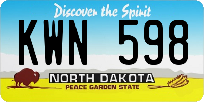 ND license plate KWN598