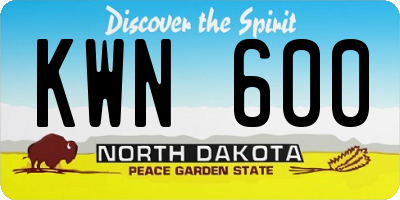ND license plate KWN600