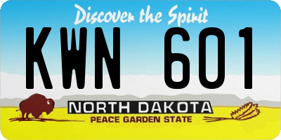 ND license plate KWN601