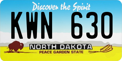 ND license plate KWN630