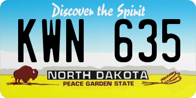 ND license plate KWN635