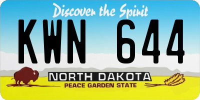ND license plate KWN644