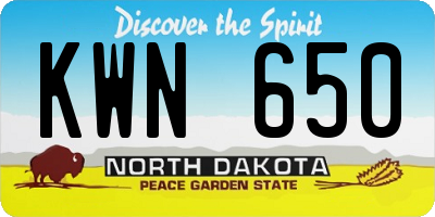 ND license plate KWN650