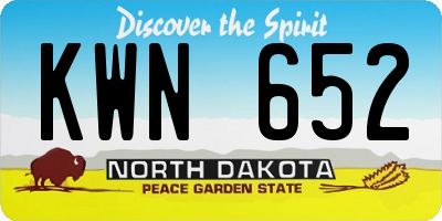 ND license plate KWN652