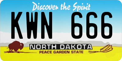 ND license plate KWN666