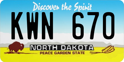 ND license plate KWN670