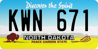 ND license plate KWN671