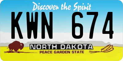 ND license plate KWN674