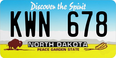 ND license plate KWN678