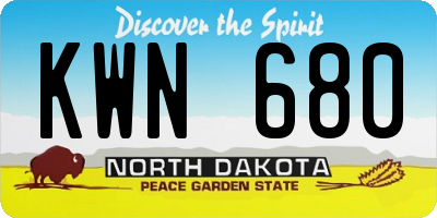 ND license plate KWN680