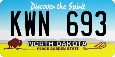 ND license plate KWN693
