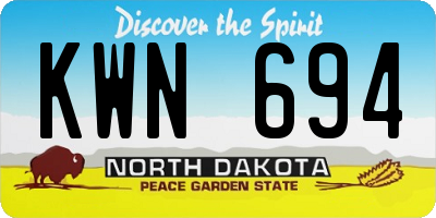 ND license plate KWN694