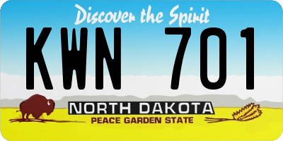 ND license plate KWN701