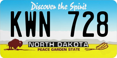 ND license plate KWN728