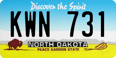 ND license plate KWN731