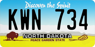 ND license plate KWN734