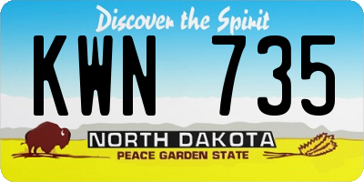 ND license plate KWN735
