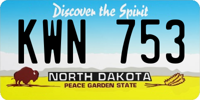 ND license plate KWN753