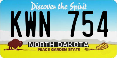 ND license plate KWN754