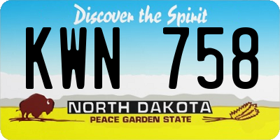 ND license plate KWN758