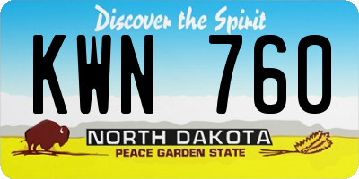 ND license plate KWN760