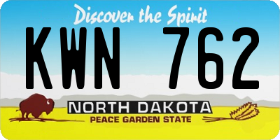 ND license plate KWN762