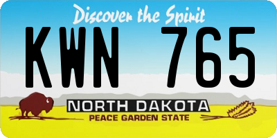 ND license plate KWN765
