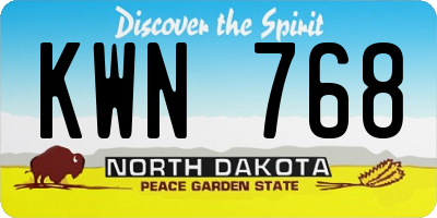ND license plate KWN768