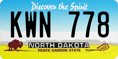 ND license plate KWN778